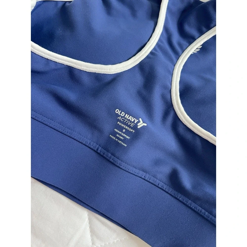 Old Navy Active Powersoft Sports Bra Size S Blue Racerback Athletic Yoga Workout